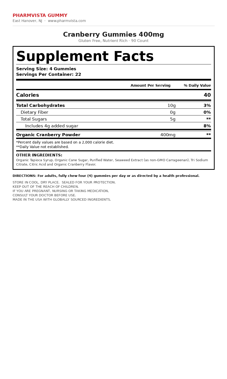 Supplement Facts panel
